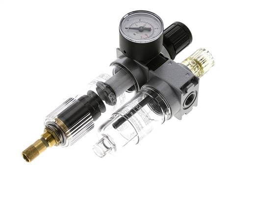 FRL 2 Parties G1/4'' 700l/min 0.5-10.0bar/7-145psi Auto 40 mm Manomètre Polycarbonate Multifix 0