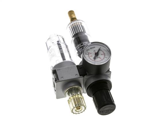 FRL 2 Parties G1/8'' 700l/min 0.5-10.0bar/7-145psi Auto 40 mm Manomètre Polycarbonate Multifix 0