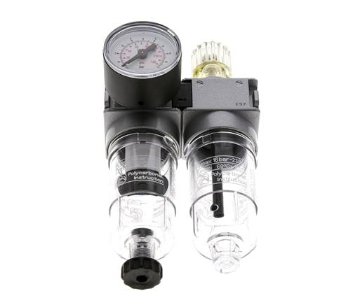 FRL 2 Parties G1/4'' 700l/min 0.2-6.0bar/3-87psi Semi-Auto 40 mm Manomètre Polycarbonate Multifix 0