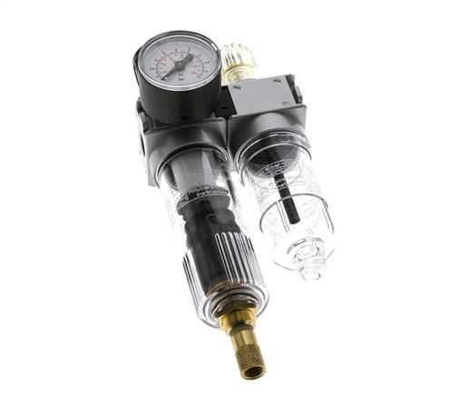 FRL 2 Parties G1/4'' 700l/min 0.2-6.0bar/3-87psi Auto 40 mm Manomètre Polycarbonate Multifix 0