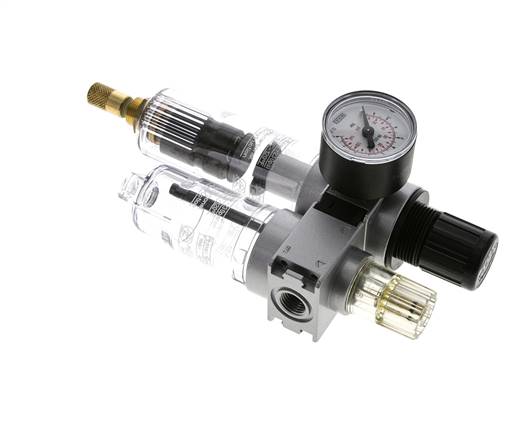 FRL 2 Parties G1/4'' 700l/min 0.2-6.0bar/3-87psi Auto 40 mm Manomètre Polycarbonate Multifix 0