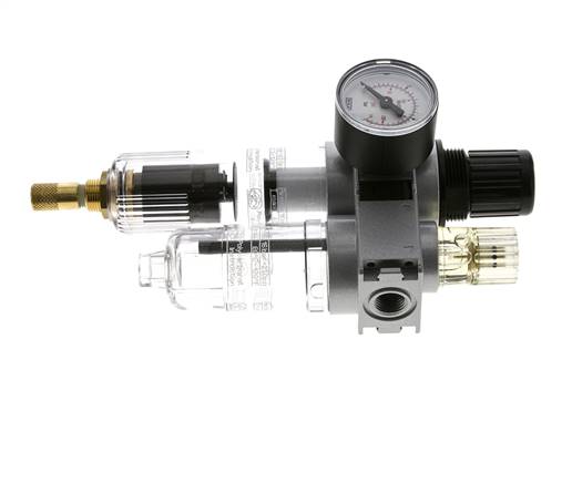 FRL 2 Parties G1/4'' 700l/min 0.5-10.0bar/7-145psi Auto 40 mm Manomètre Polycarbonate Multifix 0