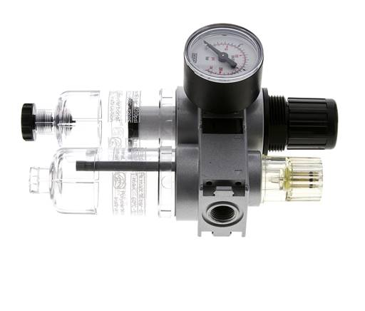 FRL 2 Parties G1/4'' 700l/min 0.5-10.0bar/7-145psi Semi-Auto 40 mm Manomètre Polycarbonate Multifix 0