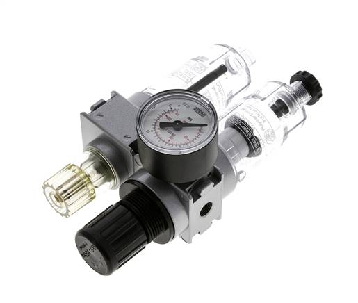 FRL 2 Parties G1/8'' 700l/min 0.5-10.0bar/7-145psi Semi-Auto 40 mm Manomètre Polycarbonate Multifix 0
