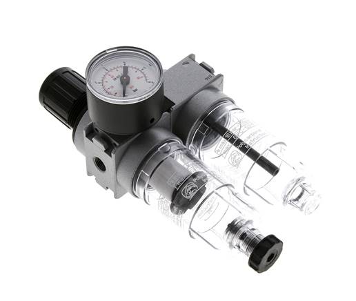 FRL 2 Parties G1/8'' 700l/min 0.1-3.0bar/1-44psi Semi-Auto 40 mm Manomètre Polycarbonate Multifix 0
