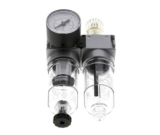 FRL 2 Parties G1/8'' 700l/min 0.5-10.0bar/7-145psi Semi-Auto 40 mm Manomètre Polycarbonate Multifix 0