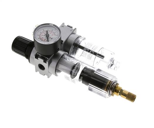 FRL 2 Parties G1/4'' 700l/min 0.2-6.0bar/3-87psi Auto 40 mm Manomètre Polycarbonate Multifix 0
