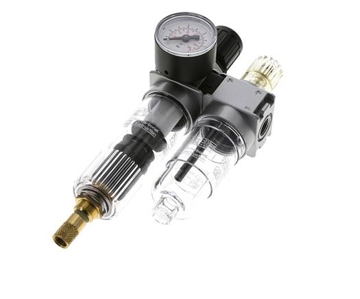 FRL 2 Parties G1/4'' 700l/min 0.2-6.0bar/3-87psi Auto 40 mm Manomètre Polycarbonate Multifix 0