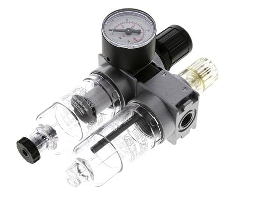 FRL 2 Parties G1/4'' 700l/min 0.5-10.0bar/7-145psi Semi-Auto 40 mm Manomètre Polycarbonate Multifix 0