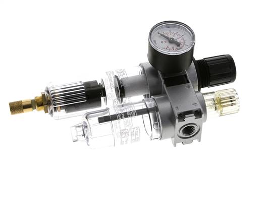 FRL 2 Parties G1/4'' 700l/min 0.2-6.0bar/3-87psi Auto 40 mm Manomètre Polycarbonate Multifix 0