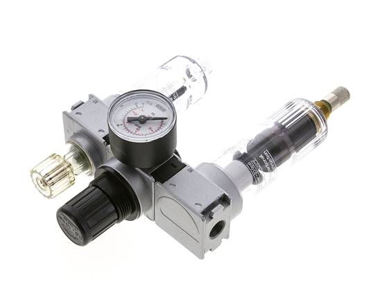 FRL 3 Parties G1/4'' 750l/min 0.5-10.0bar/7-145psi Auto (Fermé Sans Pression) Manomètre 40 mm Polycarbonate Multifix 0