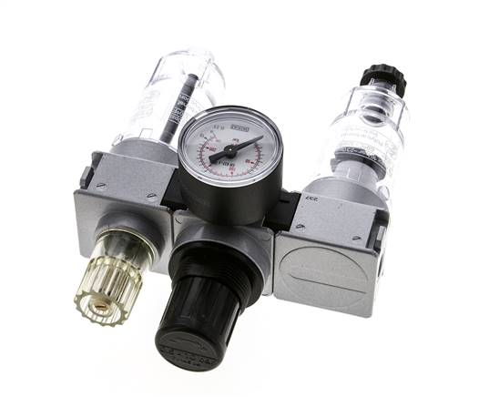 FRL 3 Parties G1/8'' 750l/min 0.5-10.0bar/7-145psi Semi-Auto 40 mm Manomètre Polycarbonate Multifix 0