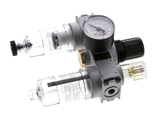 FRL 3 Parties G1/8'' 750l/min 0.2-6.0bar/3-87psi Semi-Auto 40 mm Manomètre Polycarbonate Multifix 0