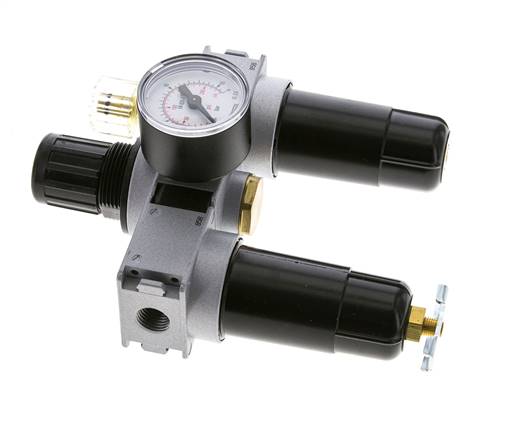 FRL 3 Parties G1/4'' 750l/min 0.5-10.0bar/7-145psi Semi-Auto 40 mm Manomètre Métal Multifix 0
