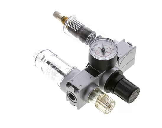 FRL 3 Parties G1/4'' 750l/min 0.5-10.0bar/7-145psi Auto (Fermé Sans Pression) Manomètre 40 mm Polycarbonate Multifix 0