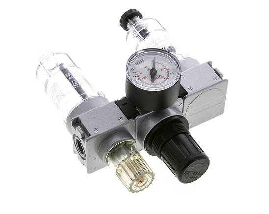 FRL 3 Parties G1/4'' 750l/min 0.5-10.0bar/7-145psi Semi-Auto 40 mm Manomètre Polycarbonate Multifix 0