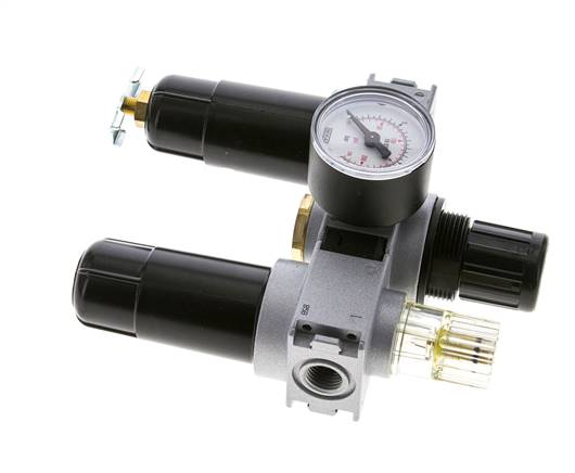 FRL 3 Parties G1/4'' 750l/min 0.5-10.0bar/7-145psi Semi-Auto 40 mm Manomètre Métal Multifix 0