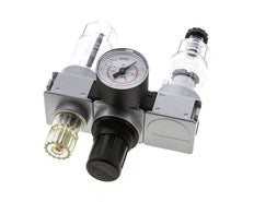 FRL 3 Parties G1/4'' 750l/min 0.5-10.0bar/7-145psi Semi-Auto 40 mm Manomètre Polycarbonate Multifix 0