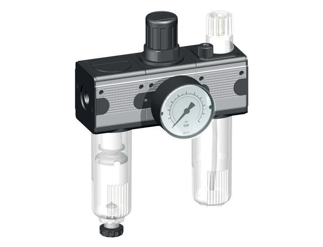FRL 3 Parties G1/4'' 1200l/min 0.1-3.0bar/1-44psi Semi-Auto Métal Multifix 1