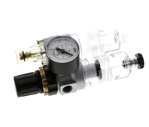 FRL 2 Parties G1/4'' 350l/min 0.5-10.0bar/7-145psi Semi-Auto Polycarbonate Standard 0