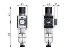 Filtre-régulateur G1/4'' 1000l/min 0.5-8.0bar/7-116psi Futura 0