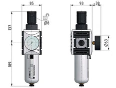 Filtre-régulateur G3/4'' 13000l/min 0.1-2.0bar/1-29psi Futura 4
