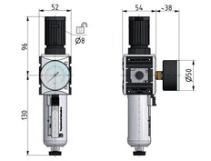 Filtre-régulateur G3/8'' 2500l/min 0.5-16.0bar/7-232psi Futura 1