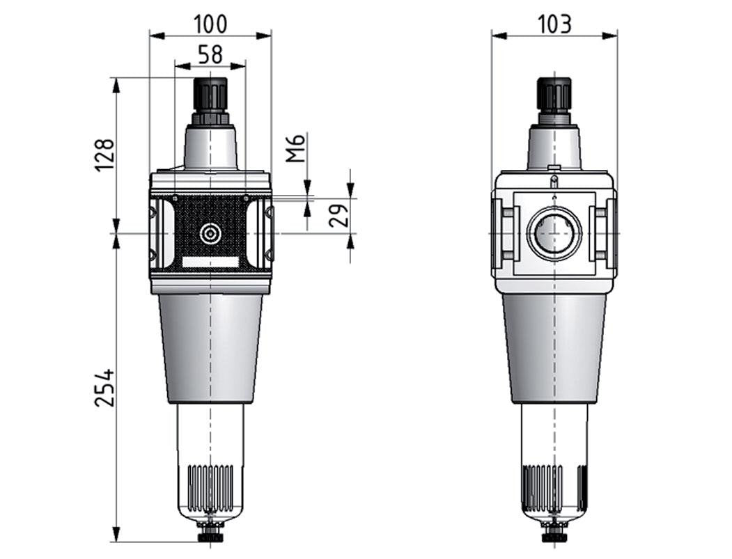 Filtre-régulateur G3/4'' 15000l/min 0.1-3.0bar/1-44psi Multifix 5
