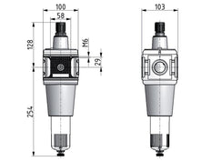Filtre-régulateur G1'' 15000l/min 0.2-6.0bar/3-87psi Multifix 5