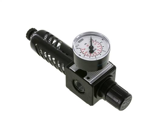 Filtre-régulateur G3/8'' 1600l/min 0.2-6.0bar/3-87psi Cage de protection semi-automatique en polycarbonate Multifix 1