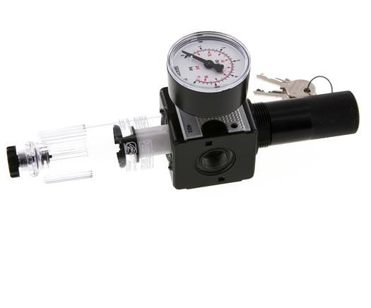 Filtre-régulateur G3/8'' 1600l/min 0.1-3.0bar/1-44psi Verrouillage semi-automatique du cylindre Polycarbonate Multifix 1