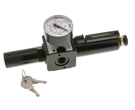 Filtre-régulateur G3/8'' 1600l/min 0.5-16.0bar/7-232psi Verrouillage semi-automatique du cylindre en métal Multifix 1