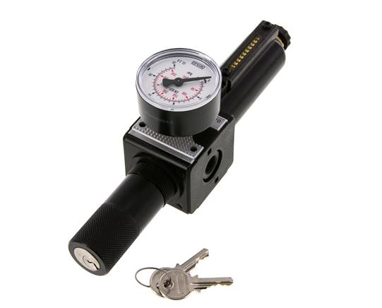 Filtre-régulateur G1/4'' 1600l/min 0.5-16.0bar/7-232psi Serrure à cylindre Multifix 1