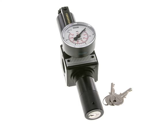 Filtre-régulateur G3/8'' 1600l/min 0.5-16.0bar/7-232psi Verrouillage semi-automatique du cylindre en métal Multifix 1