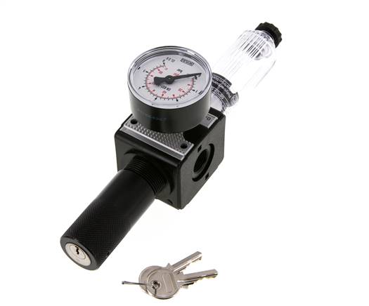 Filtre-régulateur G3/8'' 1600l/min 0.1-3.0bar/1-44psi Verrouillage semi-automatique du cylindre Polycarbonate Multifix 1