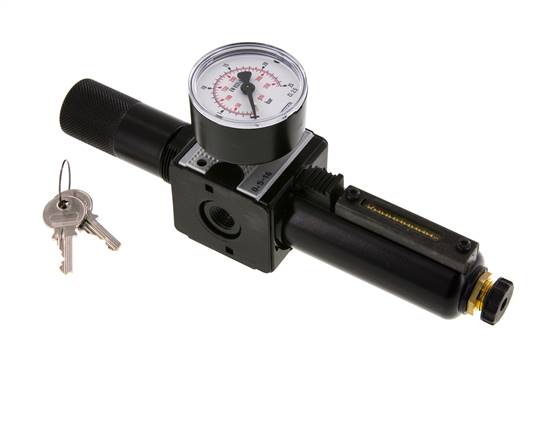 Filtre-régulateur G1/4'' 1600l/min 0.5-16.0bar/7-232psi Serrure à cylindre Multifix 1