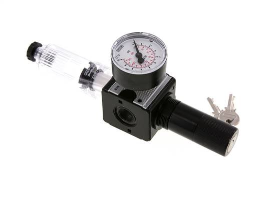 Filtre-régulateur G3/8'' 1600l/min 0.2-6.0bar/3-87psi Verrouillage semi-automatique du cylindre en polycarbonate Multifix 1