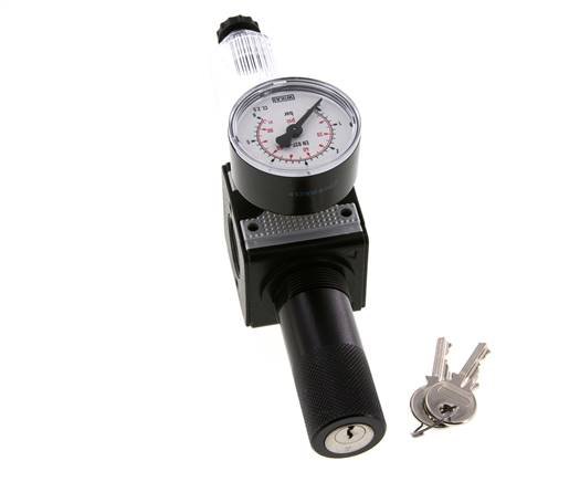 Filtre-régulateur G3/8'' 1600l/min 0.1-3.0bar/1-44psi Verrouillage semi-automatique du cylindre Polycarbonate Multifix 1
