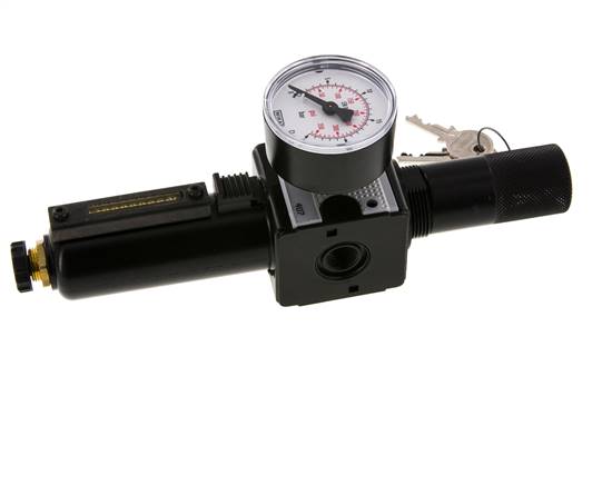 Filtre-régulateur G1/4'' 1600l/min 0.5-16.0bar/7-232psi Serrure à cylindre Multifix 1