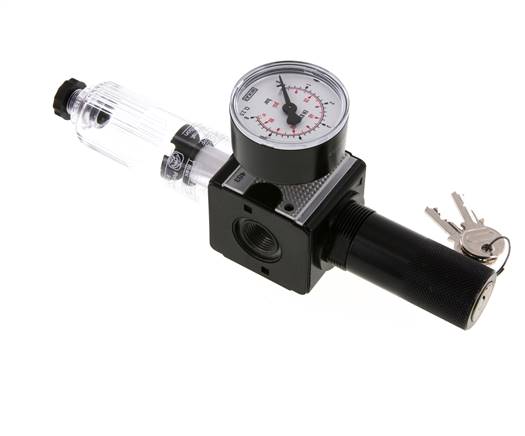 Filtre-régulateur G3/8'' 1600l/min 0.1-3.0bar/1-44psi Verrouillage semi-automatique du cylindre Polycarbonate Multifix 1