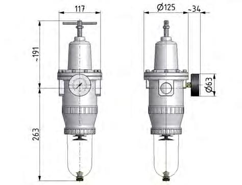 Filtre-régulateur G1'' 12000l/min 0.1-3.0bar/1-44psi Standard 5