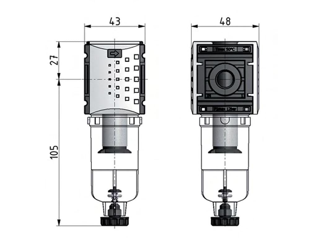 Filtre 5microns G1/4'' 1000l/min Semi-Auto Metal Futura 0