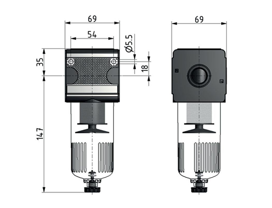 Filtre 5microns G1/2'' 5850l/min Semi-Auto Cage de Protection en Polycarbonate Multifix 2