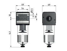 Filtre 5microns G3/4'' 5850l/min Semi-Auto Polycarbonate Multifix 2