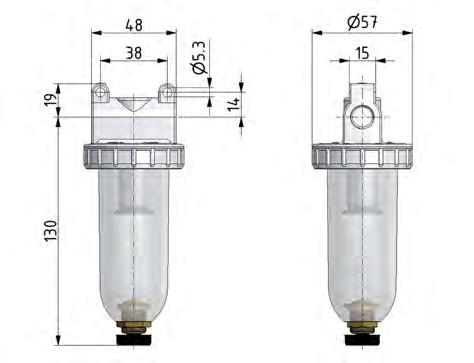 Filtre 5microns G1/4'' 800l/min Semi-Auto Métal Standard 1