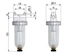 Filtre 5microns G1/4'' 800l/min Auto Polycarbonate Standard 1