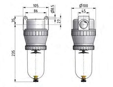 Filtre 40microns G3/4'' 12500l/min Cage de Protection Automatique Polycarbonate Standard 5