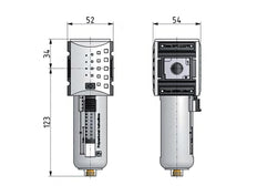 Filtre à charbon actif G1/4'' 470l/min sans drainage Métal Futura 1