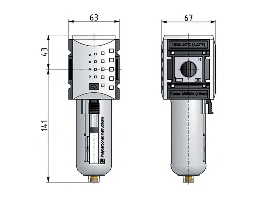 Filtre à charbon actif G1/2'' 1700l/min Sans Drainage Polycarbonate Futura 2