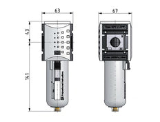 Filtre à charbon actif G1/2'' 1700l/min Sans Drainage Polycarbonate Futura 2